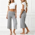 thumbnail image 2 of ibiyuan Women Pants Casual High Waisted Women's Palazzo Pants Stretchy Trousers Pants for Women Drawstring Women Lounge Pants Spring Fashion Beach Bottoms, 2 of 9