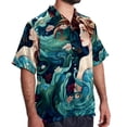 thumbnail image 2 of Mermaid Men's Short Sleeve Poplin Shirt with Spread Collar Tops, Casual Printed Button Down, Summer Beach Shirt for Men - Unisex, Stylish Men's Shirts, 2 of 6