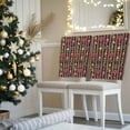 thumbnail image 3 of Christmas Stripes Chair Covers Set of 8 Bell Flower Stars Snowflakes Burgundy Chair Back Covers Stretch Removable Washable Slipcovers Protector for Dining Room Kitchen Party Decor, 3 of 5