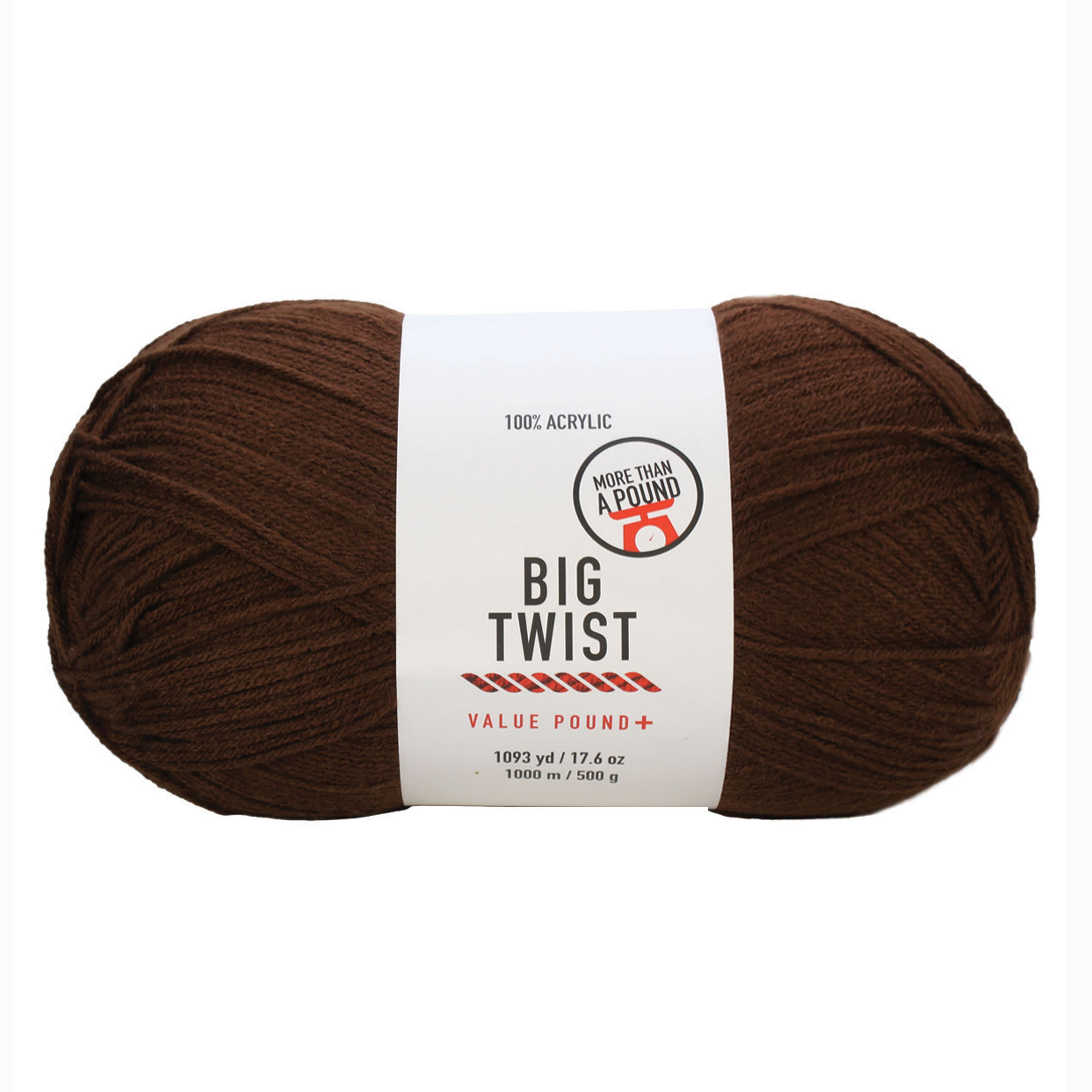 Big Twist Value Pound+ Yarn, Bulk Medium Worsted 100% Acrylic Skeins, Assorted Colors, 17.6 oz, 6-Pack