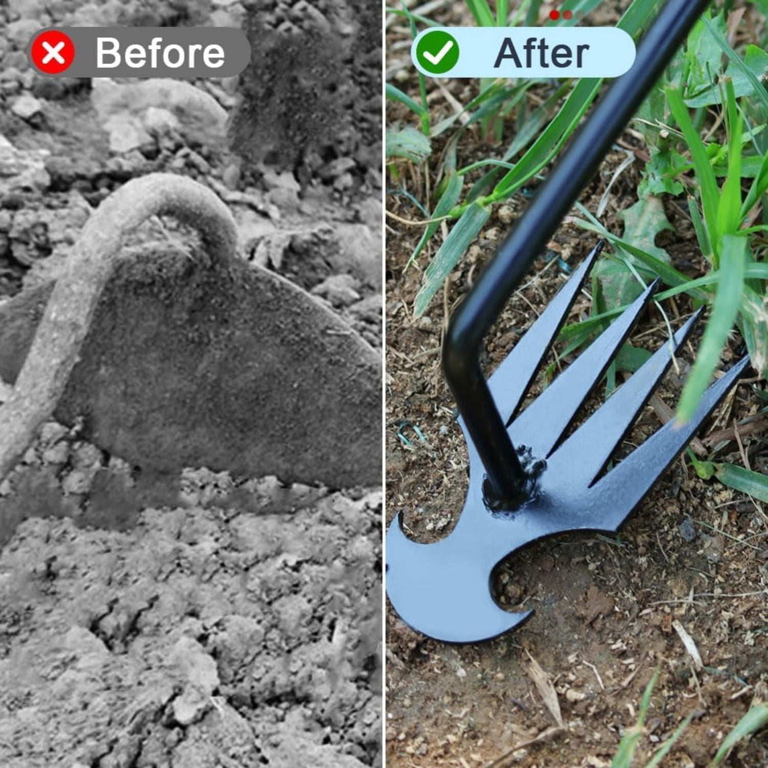 4 Teeth Garden Weed Pulling Tool, Weeding Garden Tool, Manual Garden Weeding Tool with Long Handle for Yard and Farm
