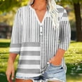 thumbnail image 2 of Women's Plus Size Tops V Neck 3/4 Sleeve Blouse Boho Floral Print Shirt Button Up Dressy Tops Casual Summer Outfits for Women, 2 of 5
