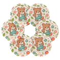 thumbnail image 2 of Cartoon Bear with Flower and Leaf Coasters with Holder for Coffee Table 6 Pcs Drink Coaster Sets Absorbent for Home Decor 4 inch, 2 of 7