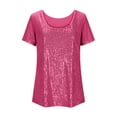 thumbnail image 6 of YOUYEDIAN Girls Full Sequin Tops Sparkle Glitter Blouses Short Sleeve Shirts Dressy Party Concert Outfits (Red, 13-14 Years), 6 of 6