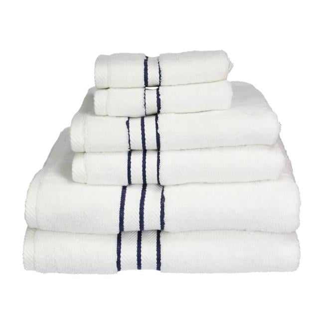navy blue and white towels