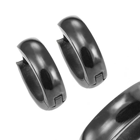 Mens Black Stainless Steel Hinged Hoop Earrings 10mm (with Branded Gift Box)