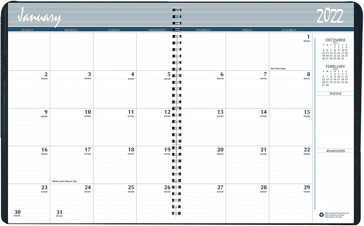 House Of Doolittle 2022-2026 Monthly Calendar Planner, 5 Year, 8-1/2 x 11 Inches, Black 