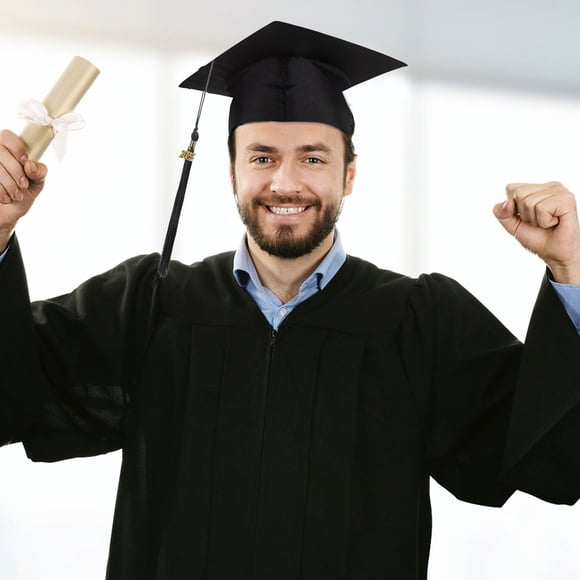 SHOWERORO 4Pcs Grad Cap Decoration Tassel in Black Polyester Classic Design for Graduation Ceremonies 6.2in Hoop
