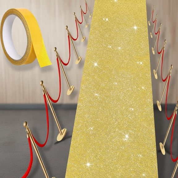 Carpet Runner Runway Rug, Glitter Gold Carpet Runner for Wedding Party Hallway, Christmas Thanksgiving