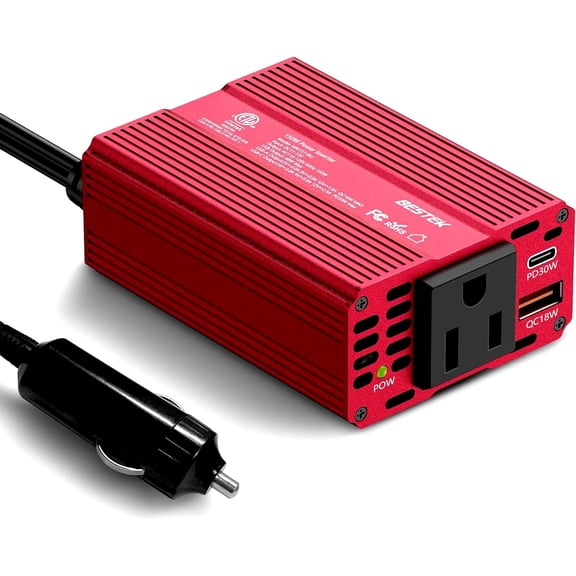 150W Car Power Inverter with PD30W & QC3.0 18W USB DC 12V to 110V AC Car Outlet Adapter for Phone,Laptops,Ipad etc