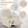 thumbnail image 2 of PrimeBeau High-Stretch Jacquard Recliner Chair Cover Washable Non-Slip Electric Lift Recliner Chair Cover Pet Elder Friendly Furniture Protector with Pockets Ivory, 2 of 8