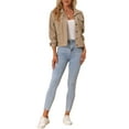 thumbnail image 2 of MODA NOVA Juniors Waffle Shacket Jacket Drop Shoulder Pocket Collared Shirt Jackets Khaki XS, 2 of 5