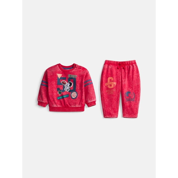 Snoopy Baby Boys' Front Back Graphic Sweatshirt and Joggers, 2-Piece, Sizes 0/3M-24M