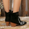 thumbnail image 5 of Xfvqtps Womens Ethnic Style Ankle Boots Western Cowboy Boots Embroidery Design Chunky Heel Pull on Boots for Winter Casual Outfit Black, 5 of 9