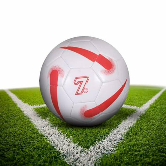 QualitChoice Waterproof Durable PU Soccer Ball Size 5 Machine-Stitched Unique Appearance Football Training Match red