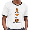thumbnail image 2 of Peace Love and Halloween Ringer Tee Shirt Unisex 2X-Large White/Black, 2 of 5