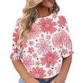 thumbnail image 1 of Blusas para las Mujeres Casual Tamaño Grande Cuello Redondo Impresión Corta Camiseta Superior, Verano Casual Blusa para las Mujeres, 1 of 4