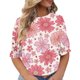 thumbnail image 1 of Blusas para las Mujeres Casual Tamaño Grande Cuello Redondo Impresión Corta Camiseta Superior, Verano Casual Blusa para las Mujeres, 1 of 4