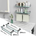 thumbnail image 6 of Bathroom Glass Shelf with Full-coverage Railing, Floating Tempered Glass Bathroom Wall Shelf Rectangle 24 Inch Shelves Chrome Polished Bracket Mount Modern, 6 of 9