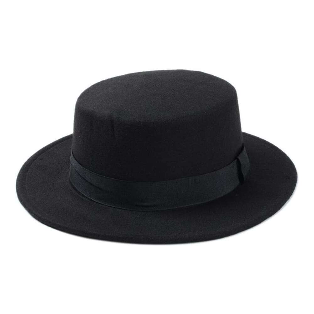 Bail Wool Boater Flat Top Hat Prok Pie 