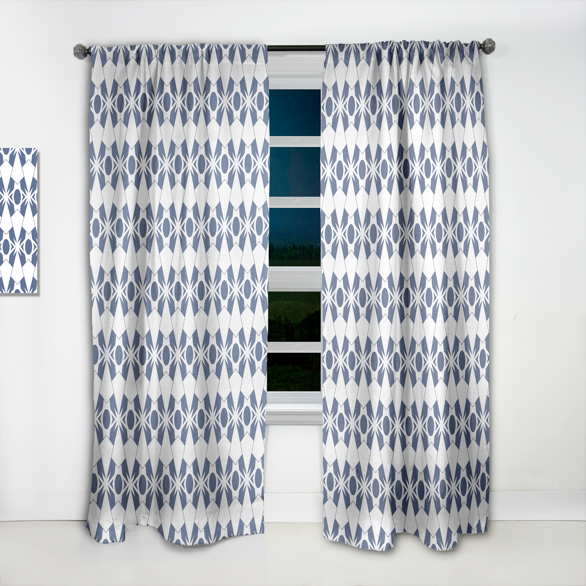 Designart 'Abstract Retro Geometrical Design Pattern I ' Mid-Century Modern Curtain Panel