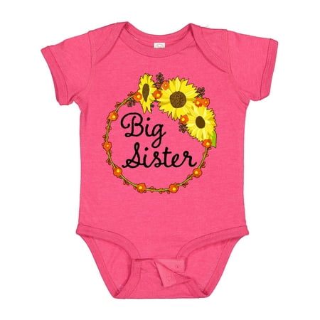 

Inktastic Big Sister Sunflower Wreath Gift Baby Boy or Baby Girl Bodysuit