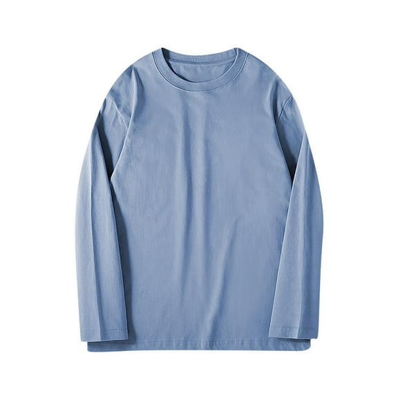 Men's Long Sleeve T-Shirt Cotton Crew Neck T-Shirt Soft Basic Solid Color Sports T-Shirt Tops