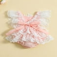 thumbnail image 4 of POINTERTECK Newborn Baby Girl Rompers Dress Floral Lace Ruffles Flying Sleeves Bodysuits, 4 of 9