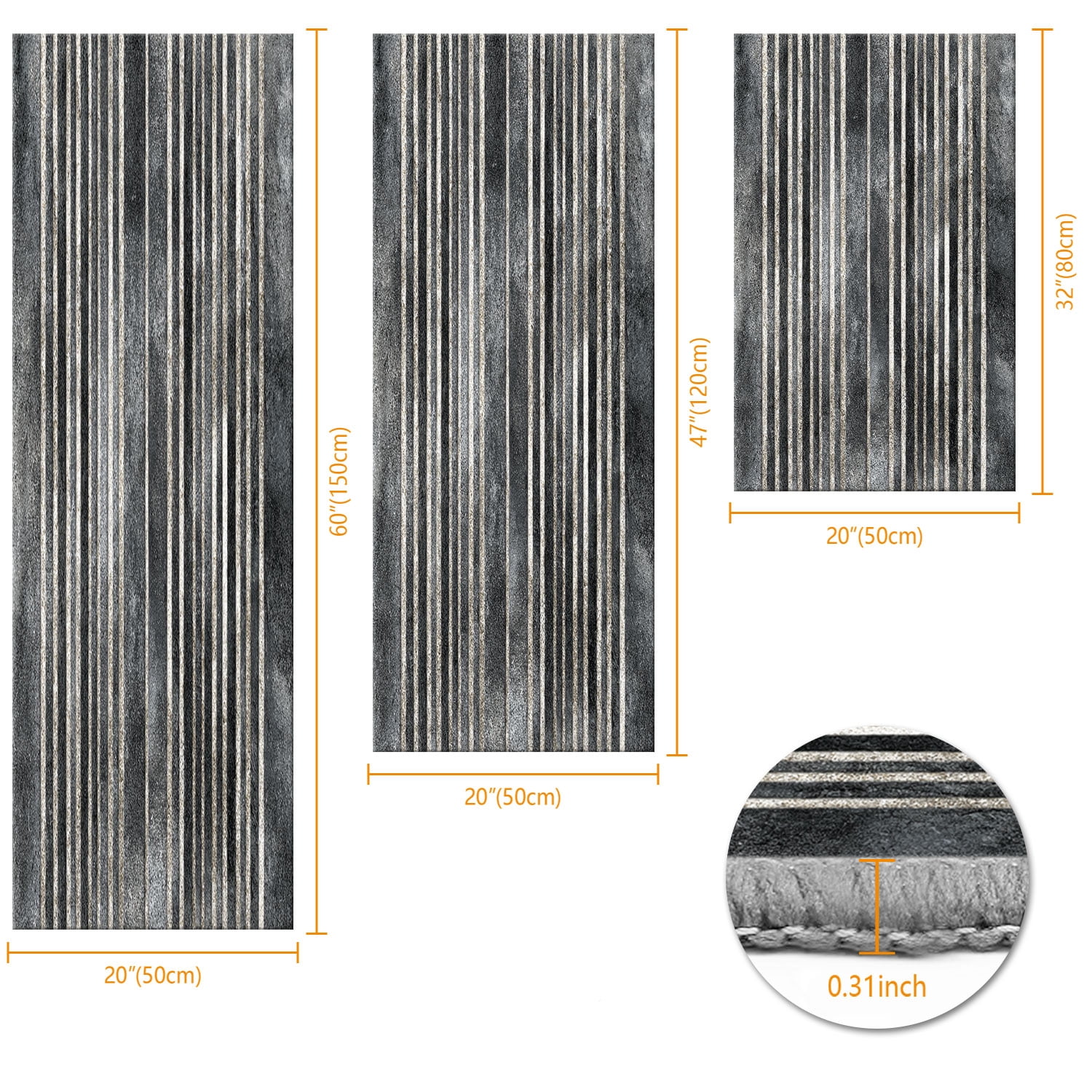 3 Piece Kitchen Rug Set, Non-Slip And Washable, Abstract Pattern Kitchen Hallway Rug, Soft And Comfortable, Suitable For Sinks, Floors, Entrances, Hallways and Bathrooms