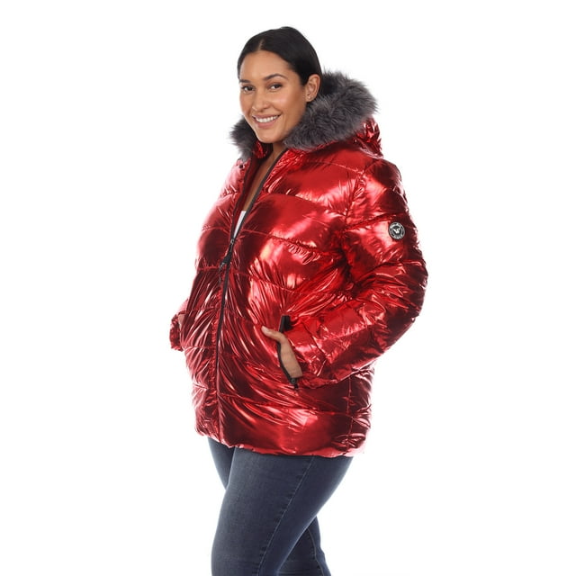 White Mark Parka Métallisée à Capuchon pour Femmes