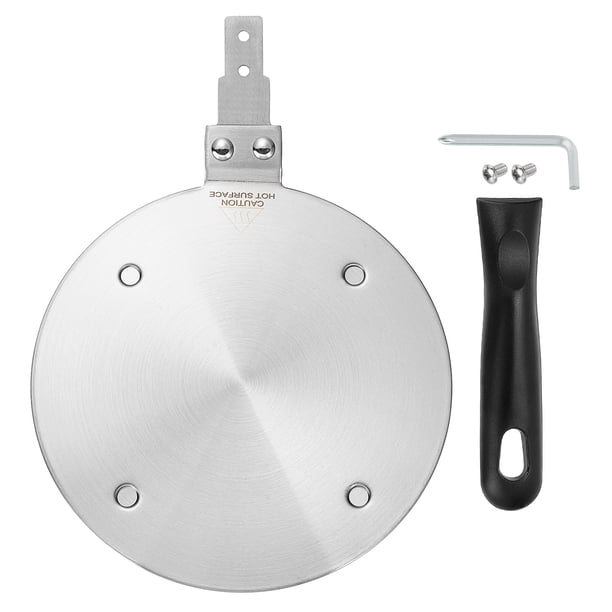 Placa difusora de calor para estufa de gas de 8 pulgadas con mango separable, tonalidad plateada/negra