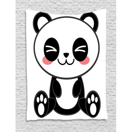 Anime Tapestry Cute Cartoon Smiling Panda Fun Animal Theme