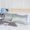 thumbnail image 2 of Unique Bargains Silky Satin Pillow Cases Covers Set of 2 Light Gray Standard, 2 of 8
