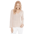 thumbnail image 3 of Yemak Women's Lightweight V Neck Long Sleeve Bell Sleeve Pullover Sweater Blush-L-BD, 3 of 4