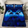 thumbnail image 2 of jejeloiu Teen Video Game Bed Sheets,Blue Gamepad King Sheets,3D Geometric Plaid Sheet Set For Boys,Ultra Soft Home Decor,4-Piece, 2 of 7