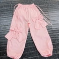 thumbnail image 5 of Generic Girl's Y2K Bowknot Track Pants Elastic Waist Baggy Straight Wide Leg Baggy Trousers Sports Wear Tween Cute Street Dance Pant, 5 of 9