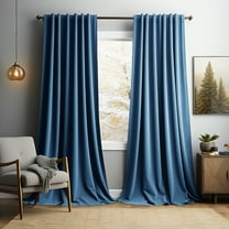 Rosnek 2 Panels Blue Velvet Curtains 84 inches, Thermal Insulated Rod Pocket Window Drapes for Living Room Soft Luxury Home Decor Curtains for Bedroom Kids Room