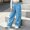 Light Blue, variant on Rvasteizo Girls School Cargo Pants Fall Winter Elastic Waist Solid Casual Loose Cutting with Pocket 5 Years