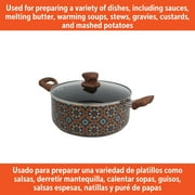 IMUSA 4.8qt Talavera Aluminum Black Ceramic Dutch Oven with Glass Lid & Wood Look Handles