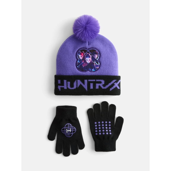K-Pop Demon Hunters Girls Pom Beanie and Gloves Set, 2 Piece