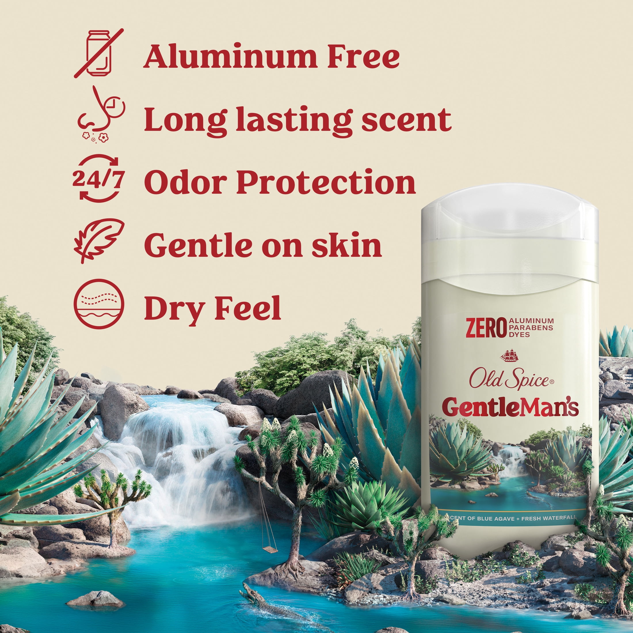 (3 pack) Old Spice GentleMan's Collection Men's Deodorant Stick, Blue Agave & Fresh Waterfall Scent, 3.0 oz