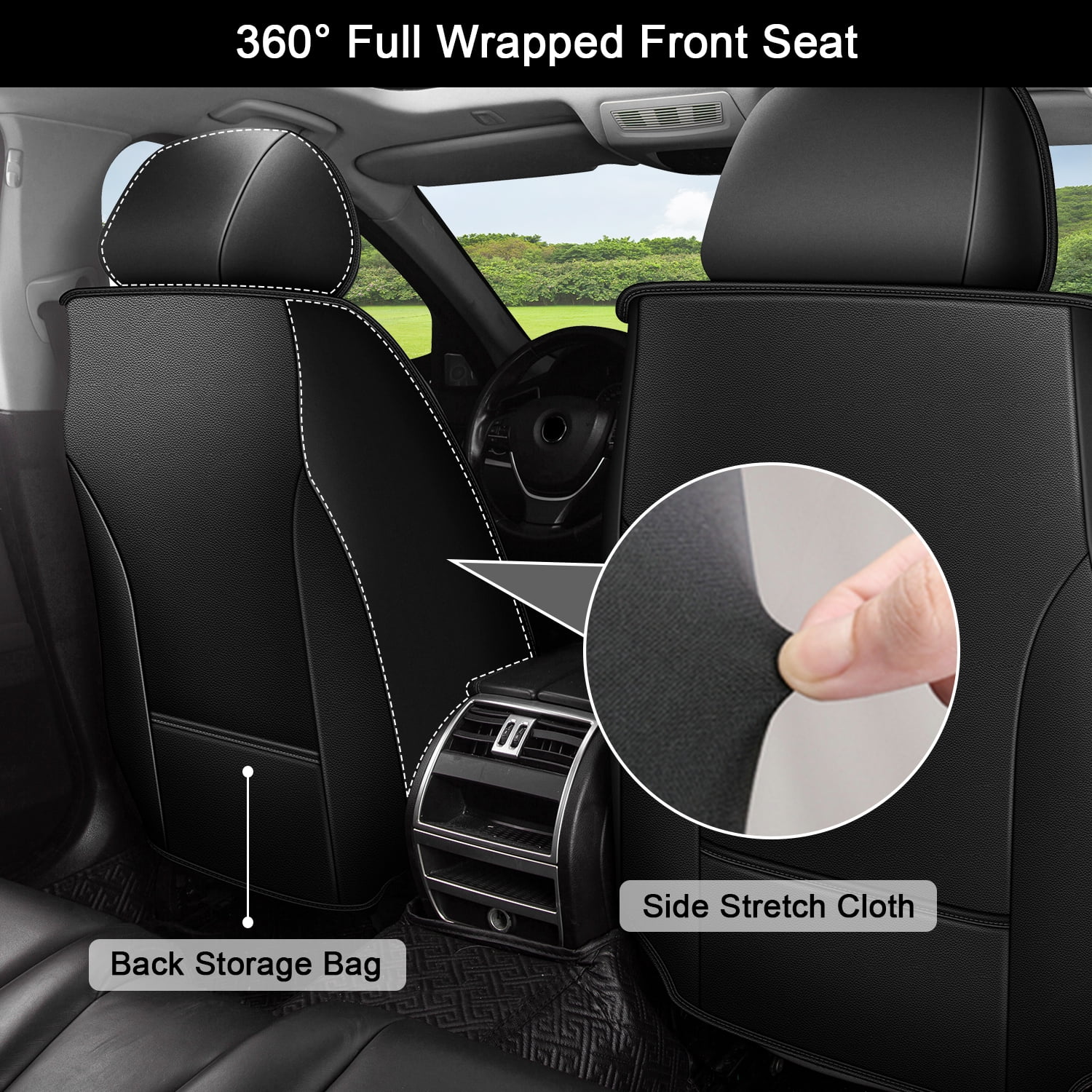 HQBQBUG Car Seat Cover Fit for Toyota Camry 2002-2025 2026 Premium Leather Luxury Car Seat Protector,Comfort Full Coverage Automotive Seat Covers Black,Front Set(2 Seats)