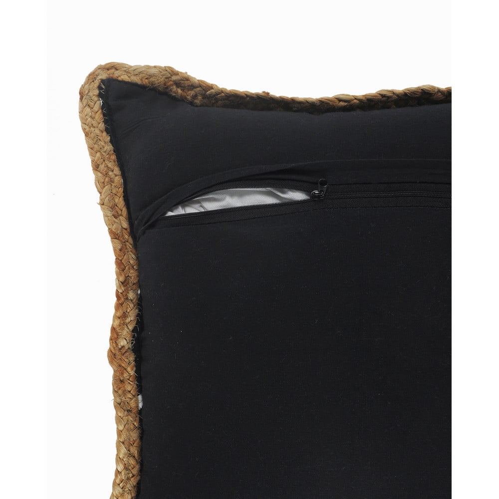 Ox Bay Ringo 18" x 18" Black/White Jute Bordered Striped Cotton Adult Decorative Throw Pillow