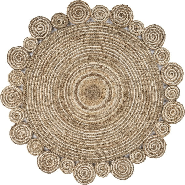 Ox Bay Bleach Natural Medallion Spiral Jute Area Rug, Beige, 4 ft ...