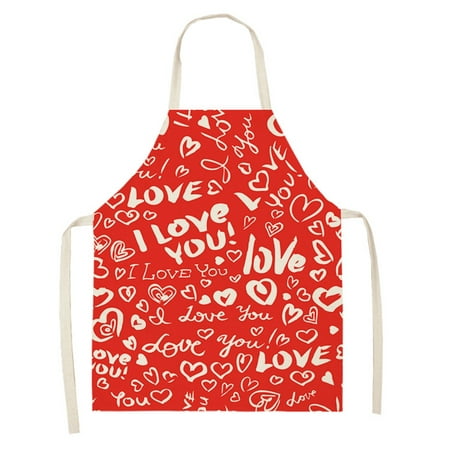 

Zeceouar Valentine s Day Clearance Deals! 1pc Parent adult the Family Kitchen Valentine s Day Print Linen Family Aprons