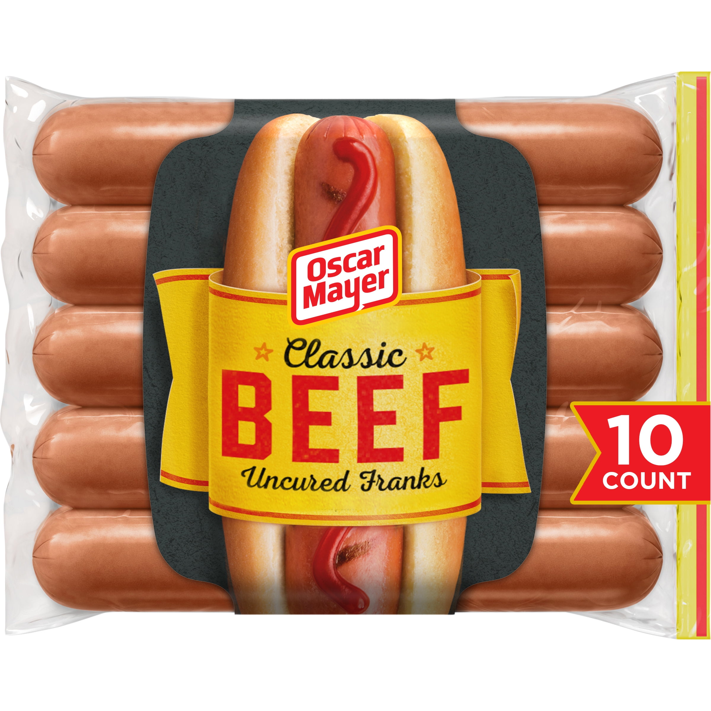 Oscar Mayer Classic Beef Uncured Franks Hot Dogs 10 Ct Pack Walmart Com Walmart Com