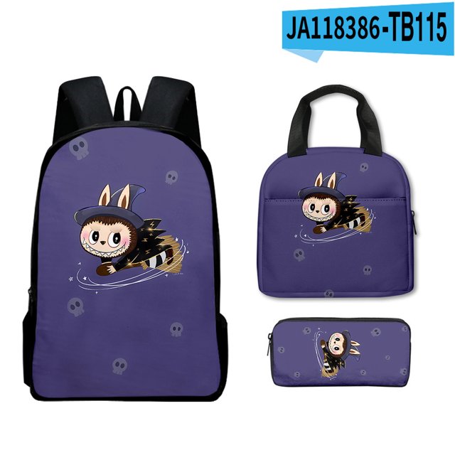 Mario School Backpack Travel Bag Three-piece Lunch Backpack Student Schoolbag Teen School Gift