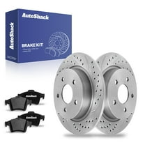 AutoShack 11.02" (279.8 mm) Rear Solid Drilled & Slotted Brake Rotors Coated   Ceramic Brake Pads | Replacement for 2013-2016 Ford Escape | Silver Zinc Coated | 6-PC Brake Kit | SilverShield Pro