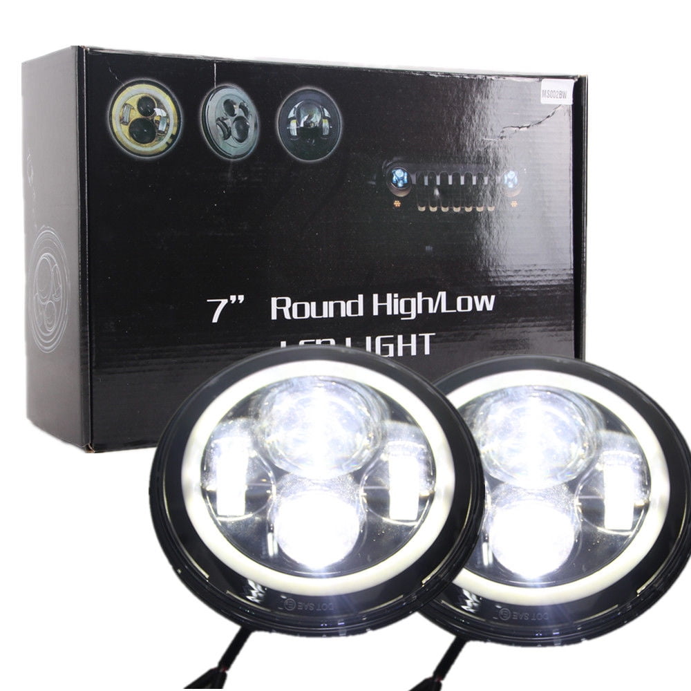 2X 7"40W LED Halo Angel Eyes Headlight Round Lamp For Jeep Wrangler JK TJ Hl/Lo