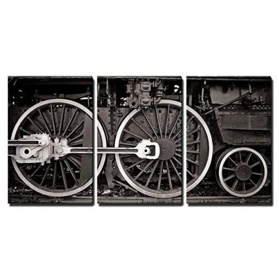 wall26 - Train Wheel Detail in Black and White - Canvas Art Wall Art - 16"x24"